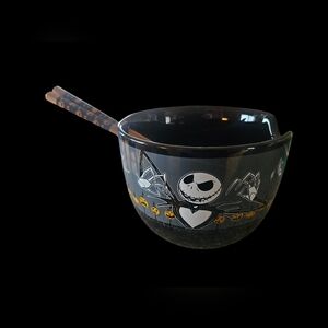 Disney Nightmare Before Christmas Scary Jack Ceramic Ramen Bowl with Chopsticks